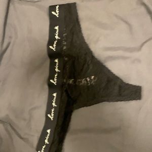 Black lace thong with elastic wasteband